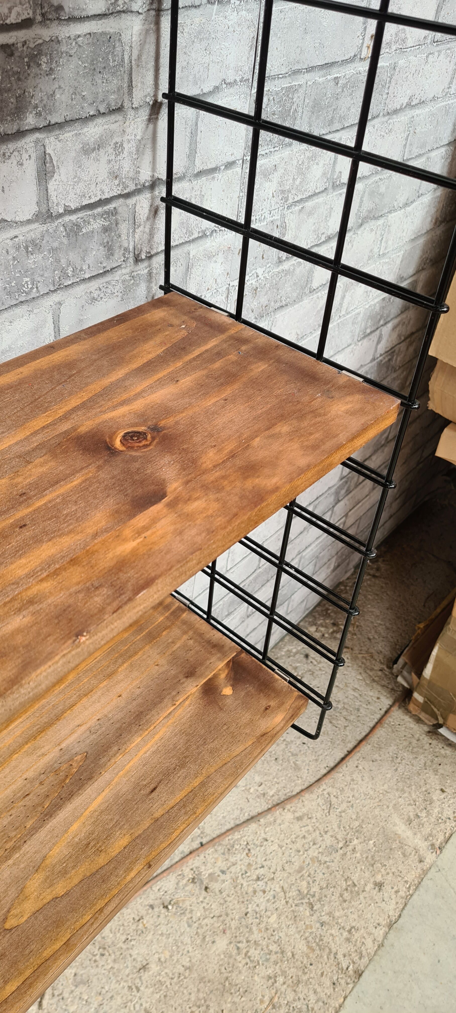 Scandinavian shelving unit, 1960-70, 3 raw wood shelves