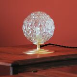 Table lamp, textured transparent glass ball globe with relief pattern