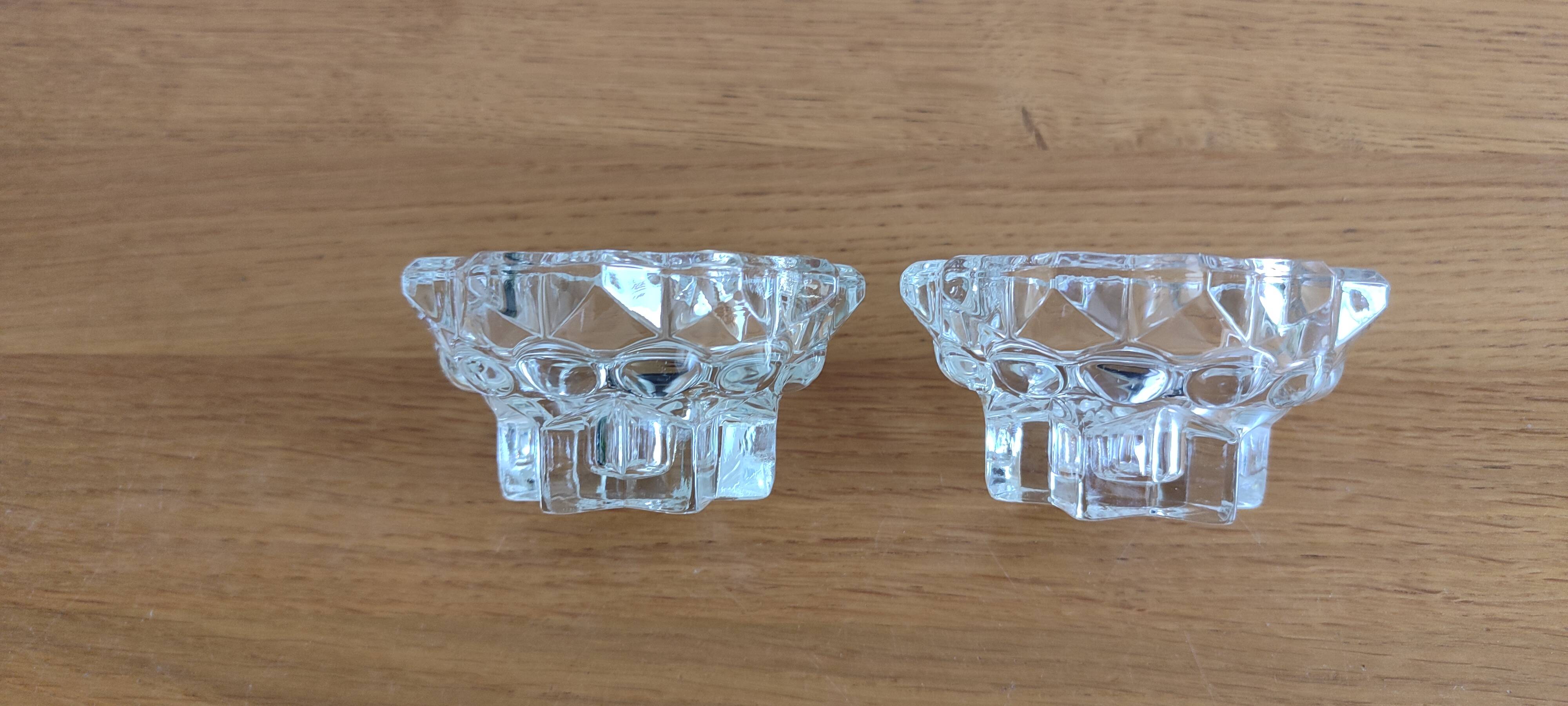 Lot of two crystal candle holders.