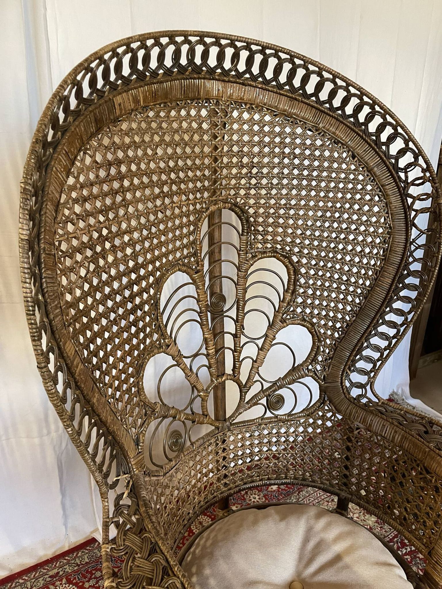 Vintage Emmanuelle armchair in rattan
