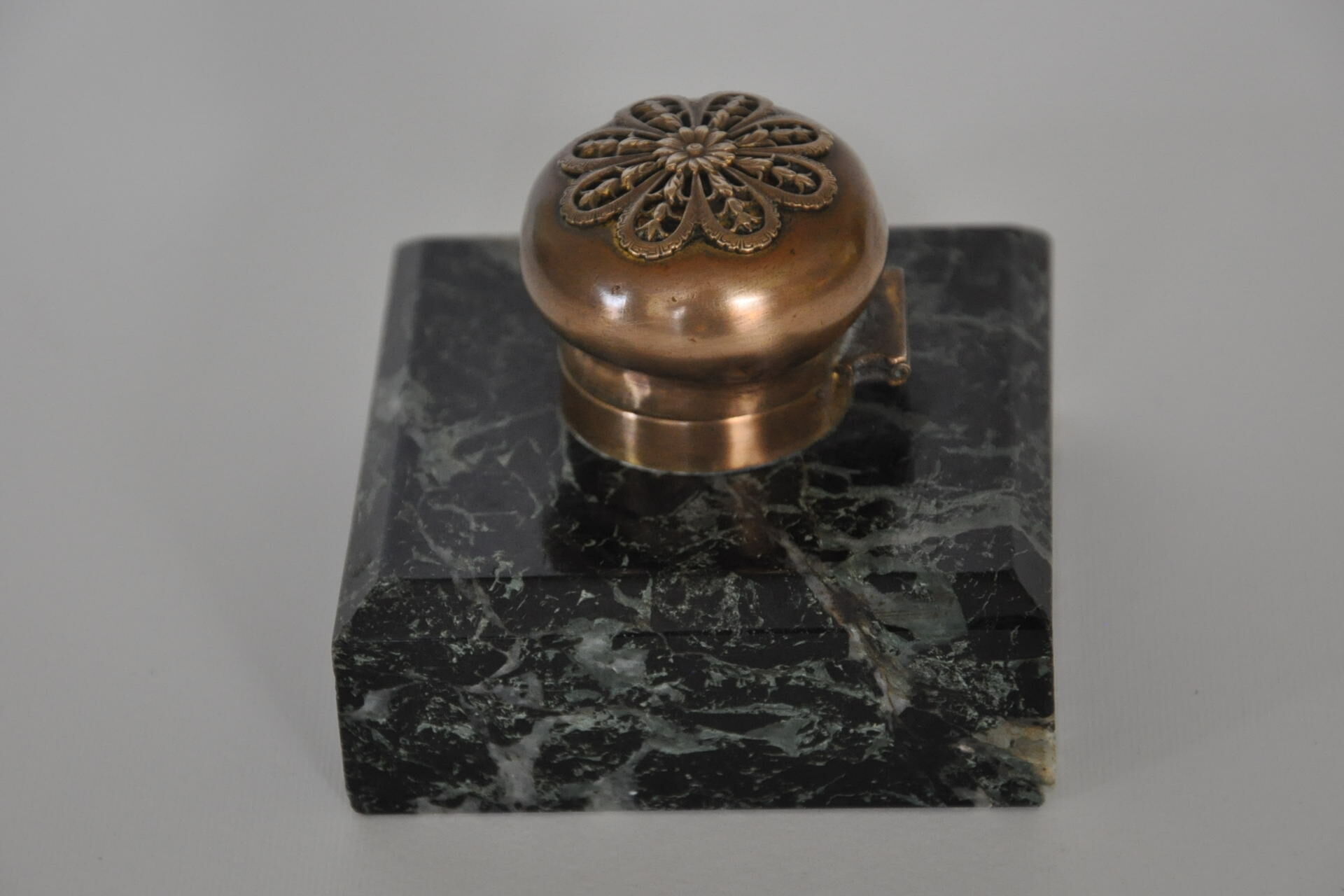 Encrier ancien marbre et bronze