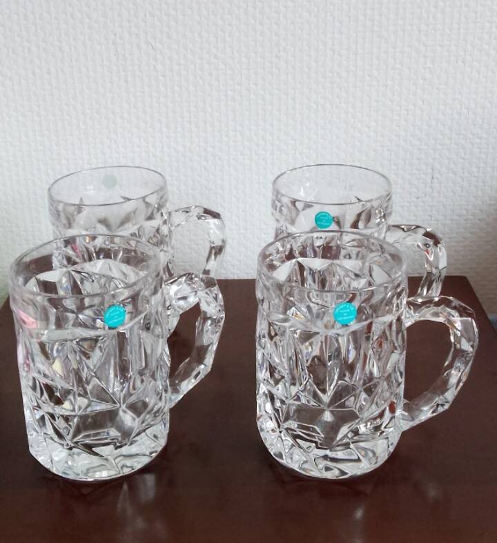 4 cut crystal beer mugs from Tiffany and Co.