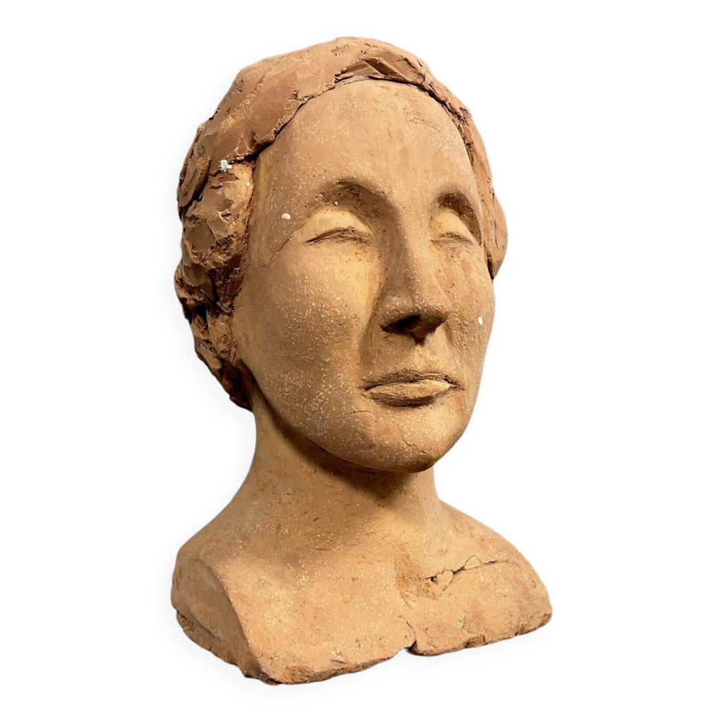 Statue art déco brutaliste en terre cuite Selency