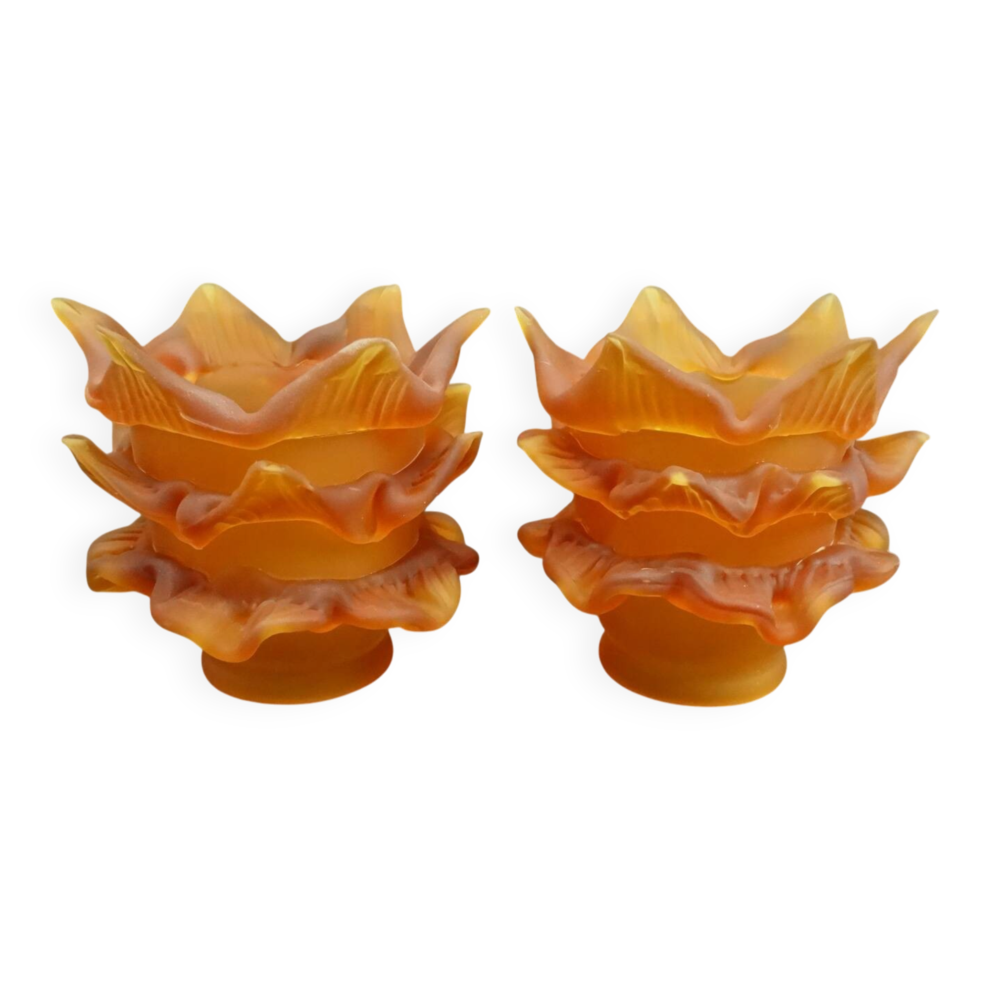 Pair of amber glass tulips