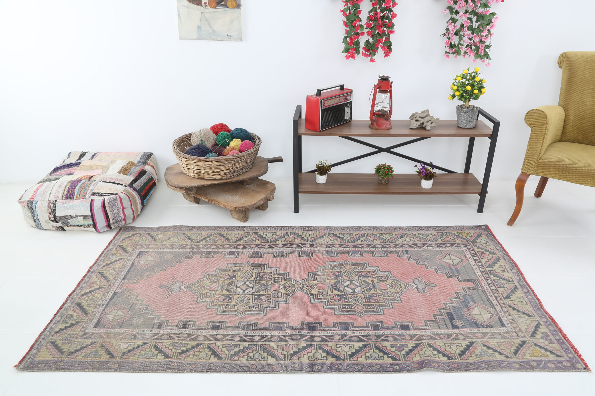 Dusty Pink Wool Turkish Rug