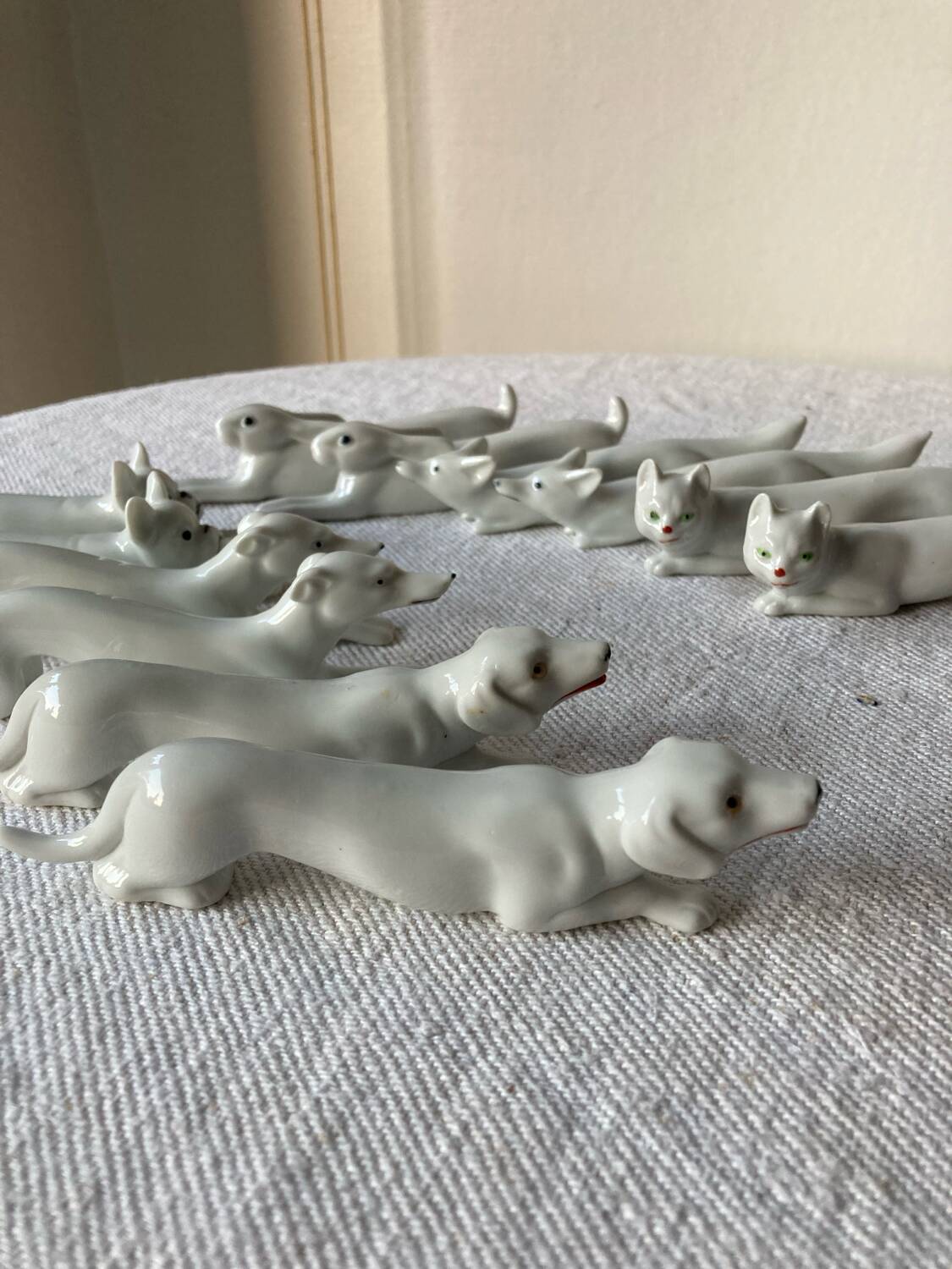 12 Art Deco porcelain knife holders