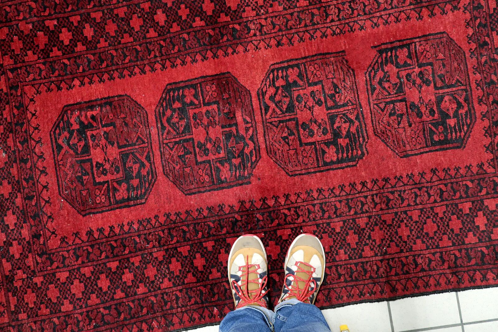 Antique Afghan Ersari handmade rug 118 cm x 196 cm 1920s