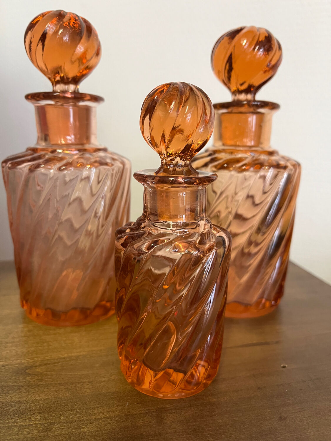 Set of 3 toilet garniture flacons from the late 19th century.