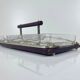 Vintage wooden and glass appetizer tray, 1960s/70s