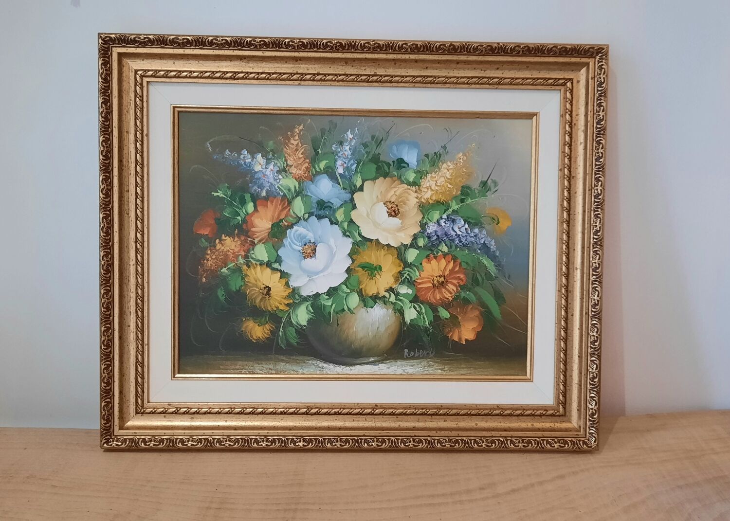 Table painting bouquet of flowers
