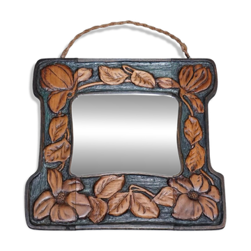 Miroir Mural Art Nouveau Antique Floral Sculpté, France