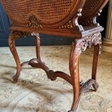 Magazine Rack Called “Goat” From the End of the 19th Century in Wood and Canework in the Louis XV Style