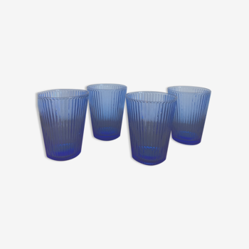 Set of 4 blue glass glasses