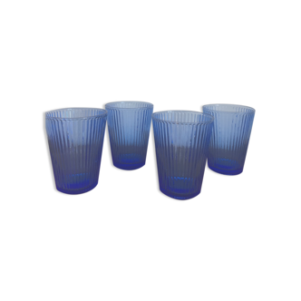 Set of 4 blue glass glasses