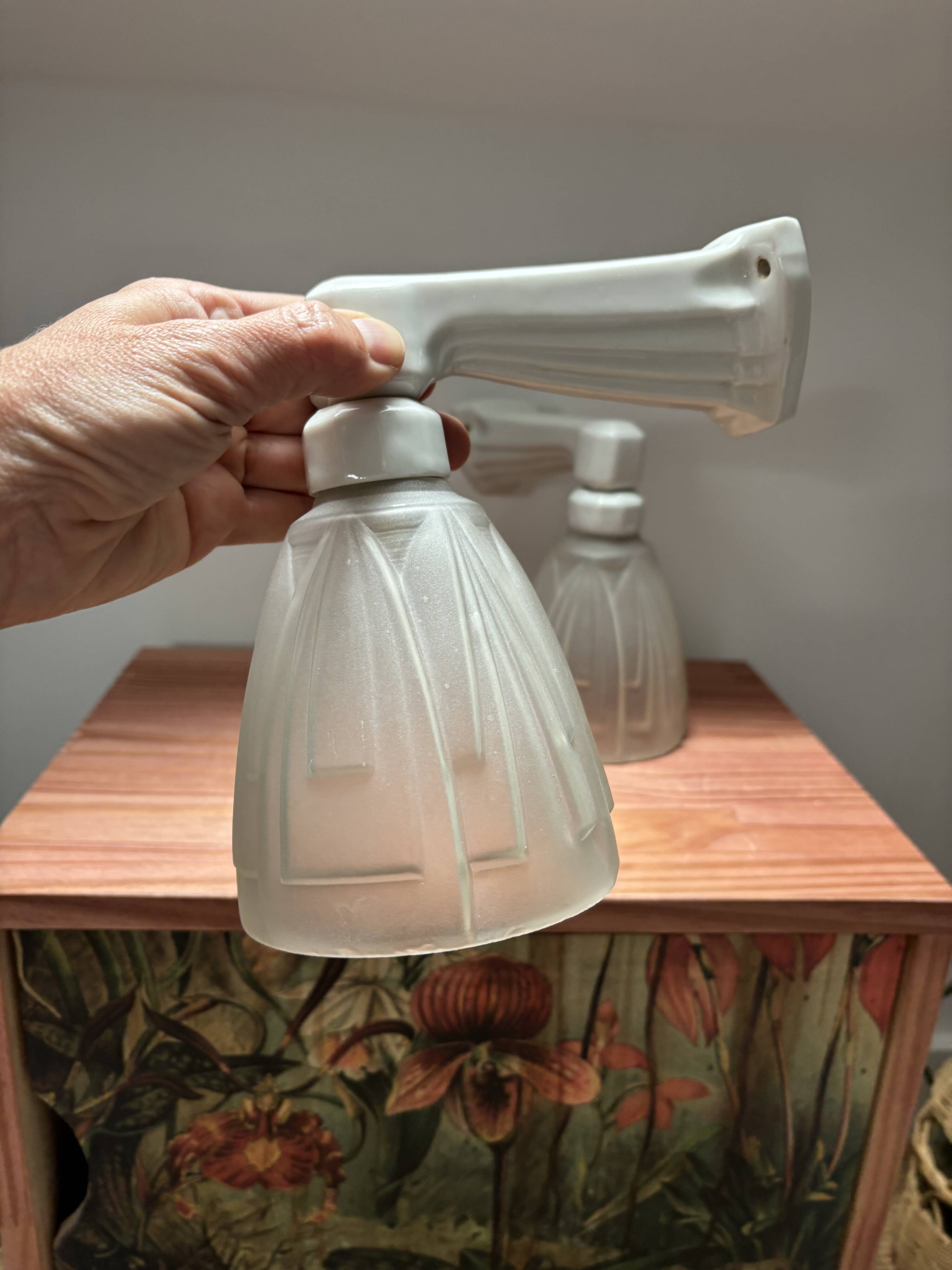 Pair of Art Deco porcelain wall sconces