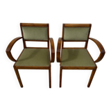 Pair of green velvet bridge armchairs