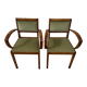 Pair of green velvet bridge armchairs
