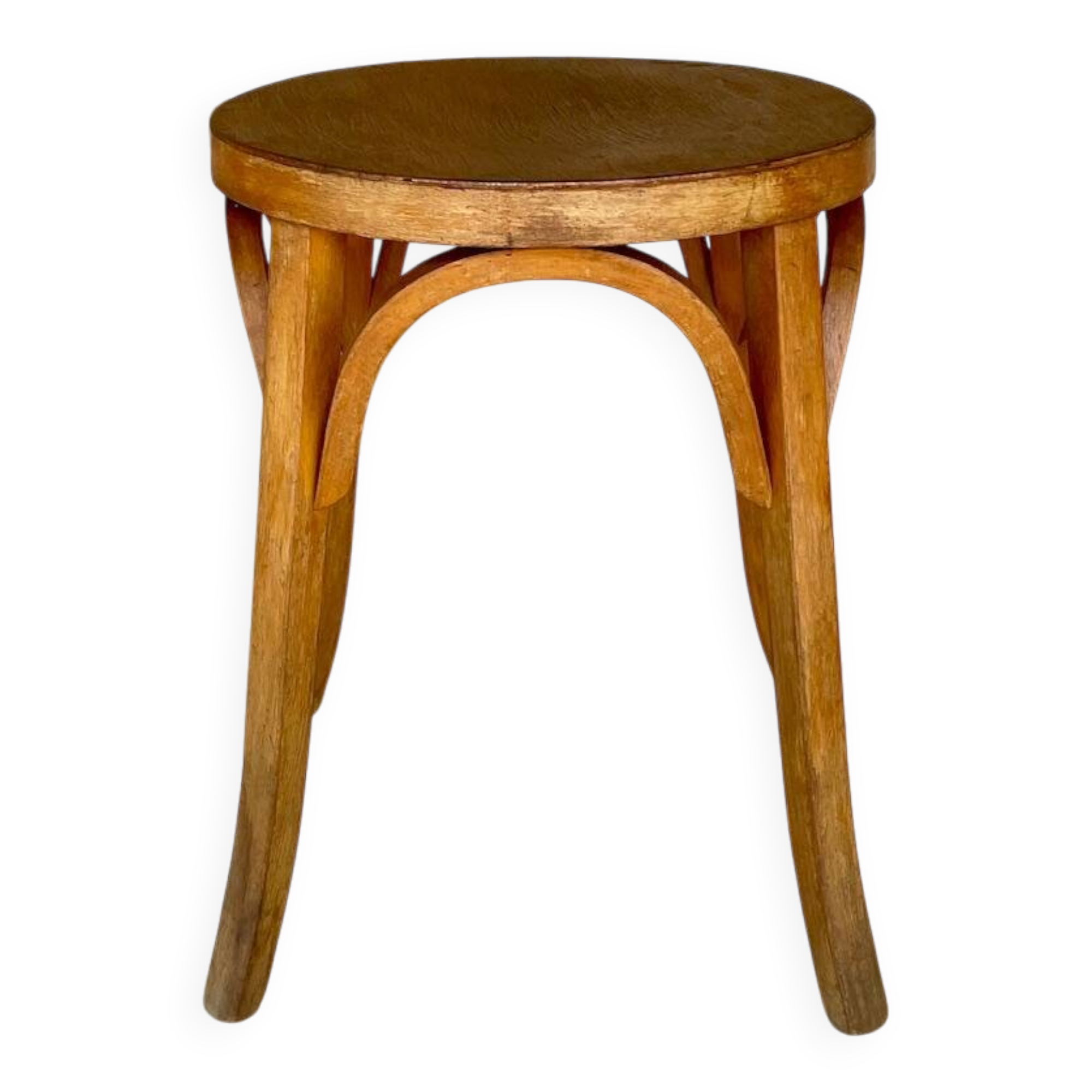 Vintage Curved Wood Stool, Baumann, Circa 1950s/1960s