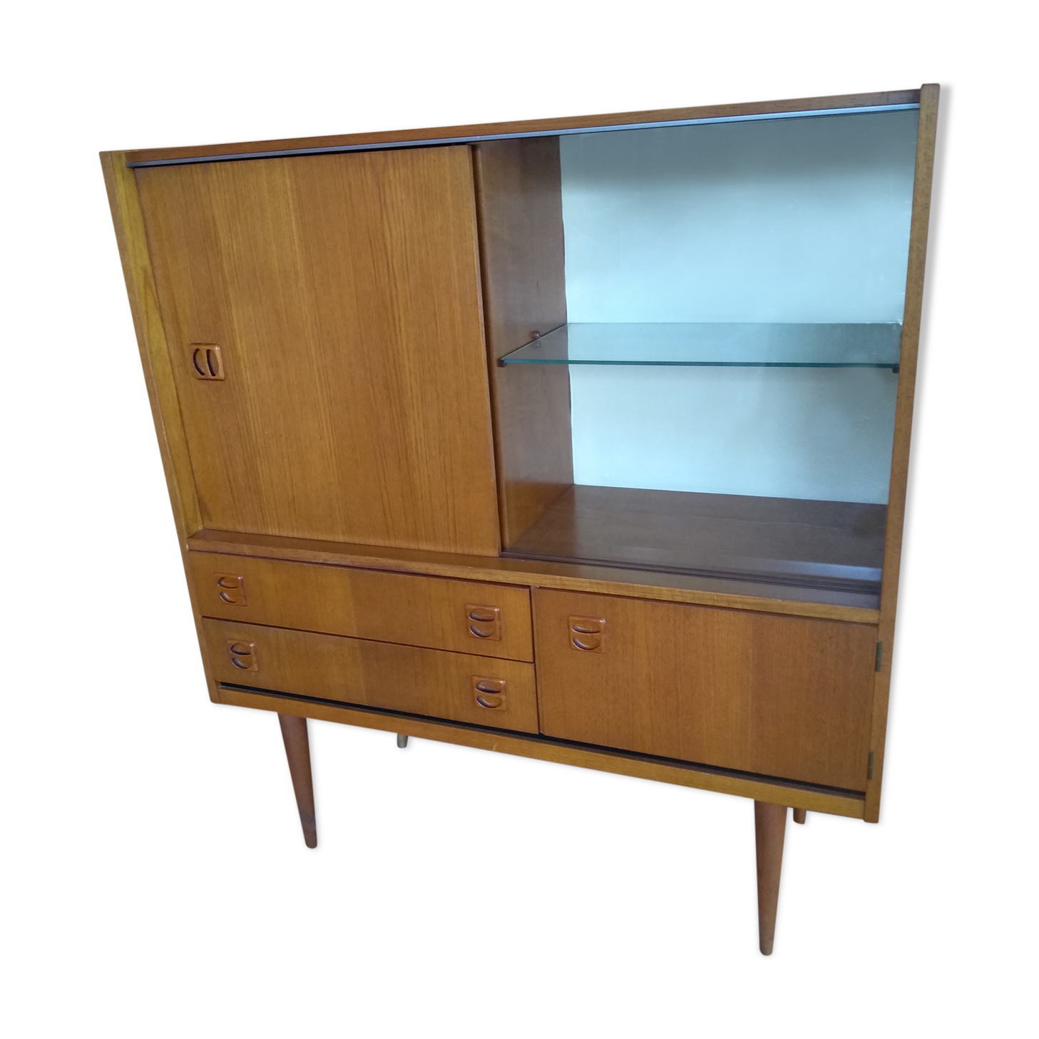 Scandinavian teak showcase storage cabinet 1960