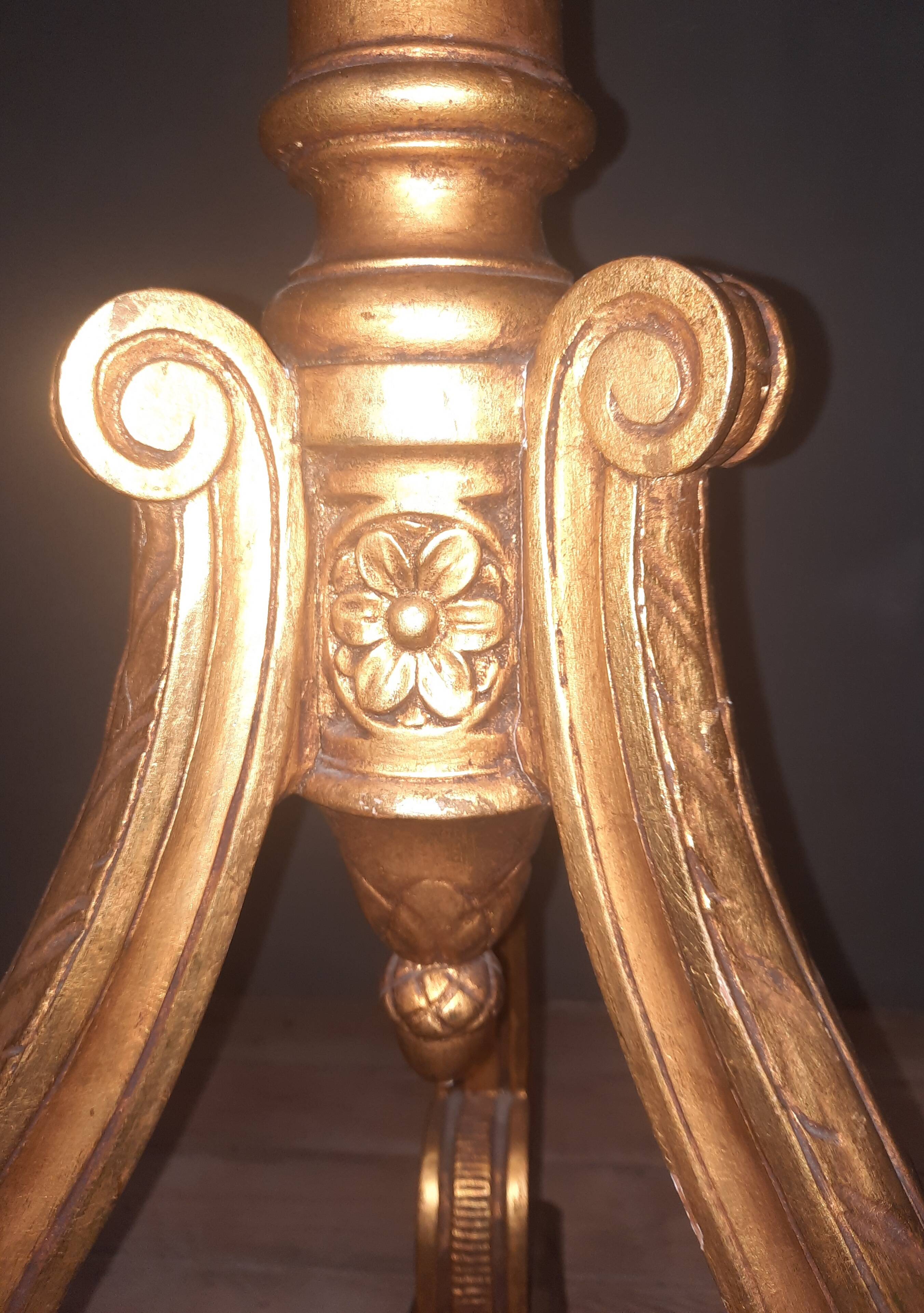 Louis XVI style gilded wooden floor lamp
