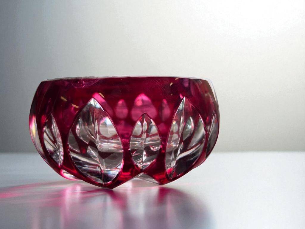 Ruby crystal ashtray Val Saint Lambert Vintage