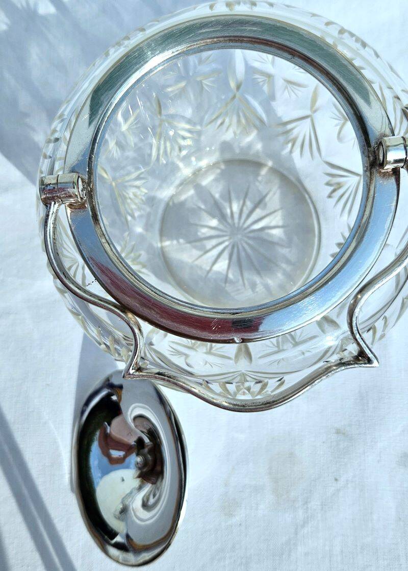 Cut crystal and silver biscuit bucket