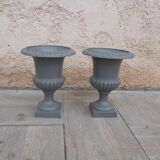 Pair of cast iron Medici vases