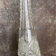 Long carafe with a cut Bohemian crystal stopper, design decor, 38.5 cm.