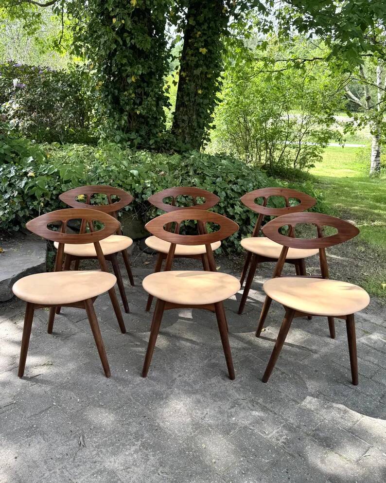 Ensemble de 6 chaises en teck par Ejvind A. Johansson - Modèle 84, Danemark, 1961