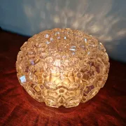 Amber honeycomb glass ceiling light, Helena Tynell, 1970