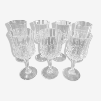 Lot de 7 verres à vin blanc Cristal d'Arques modèle Longchamp