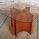 Mid-Century Modern Nesting Table in Oak and Smoked Glass, Czech, 1960s, Set of 5
