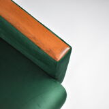 Vintage velvet armchair, 1970, mid century, green bottle color