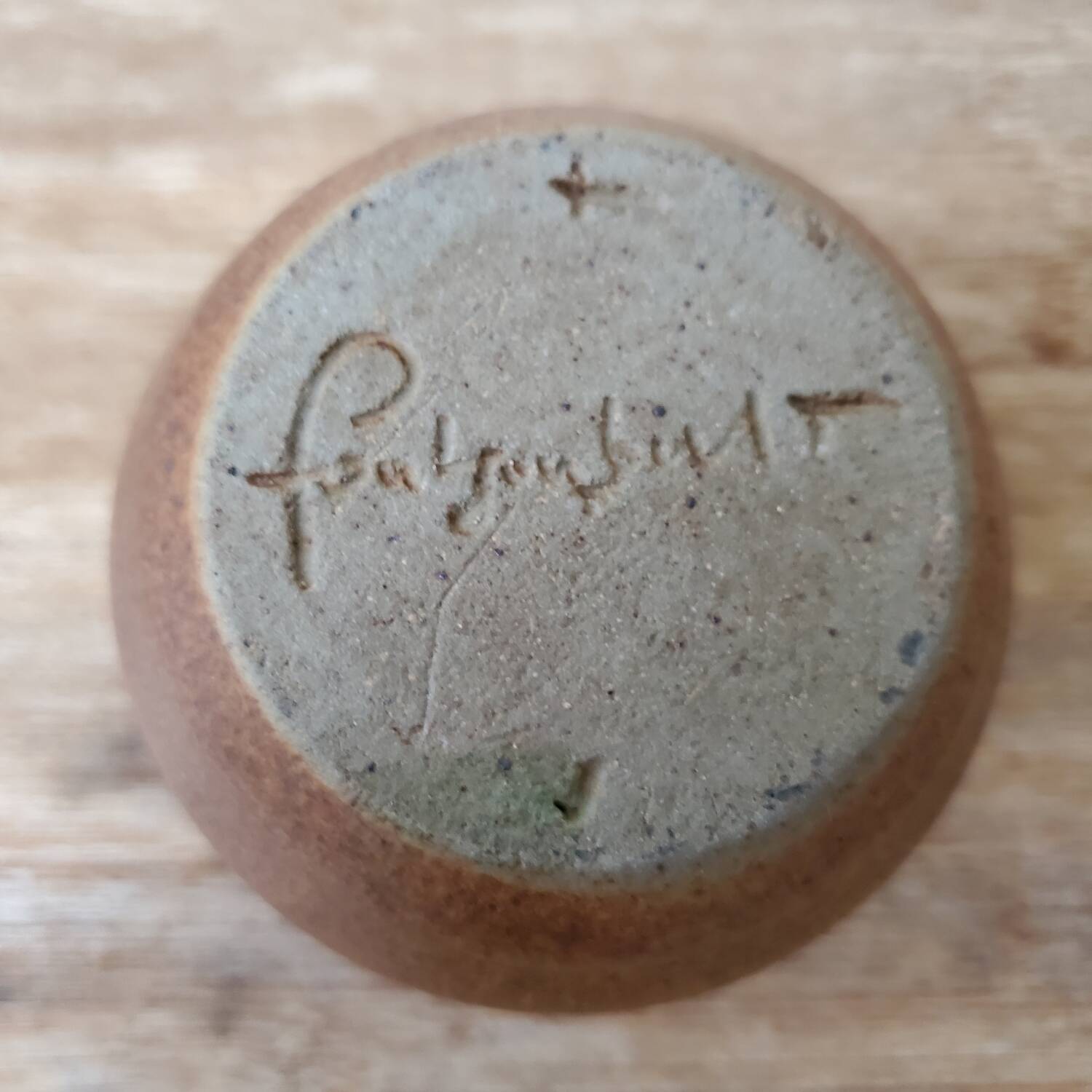 Sandstone ball vase signed Fontgombault