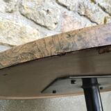 Bistro table with steel base from the 70s/80s