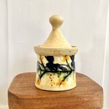Hand painted ceramic covered pot