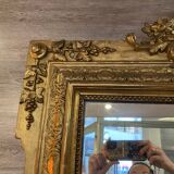 Old Napoleon 3 gilded stucco wood mirror, large model