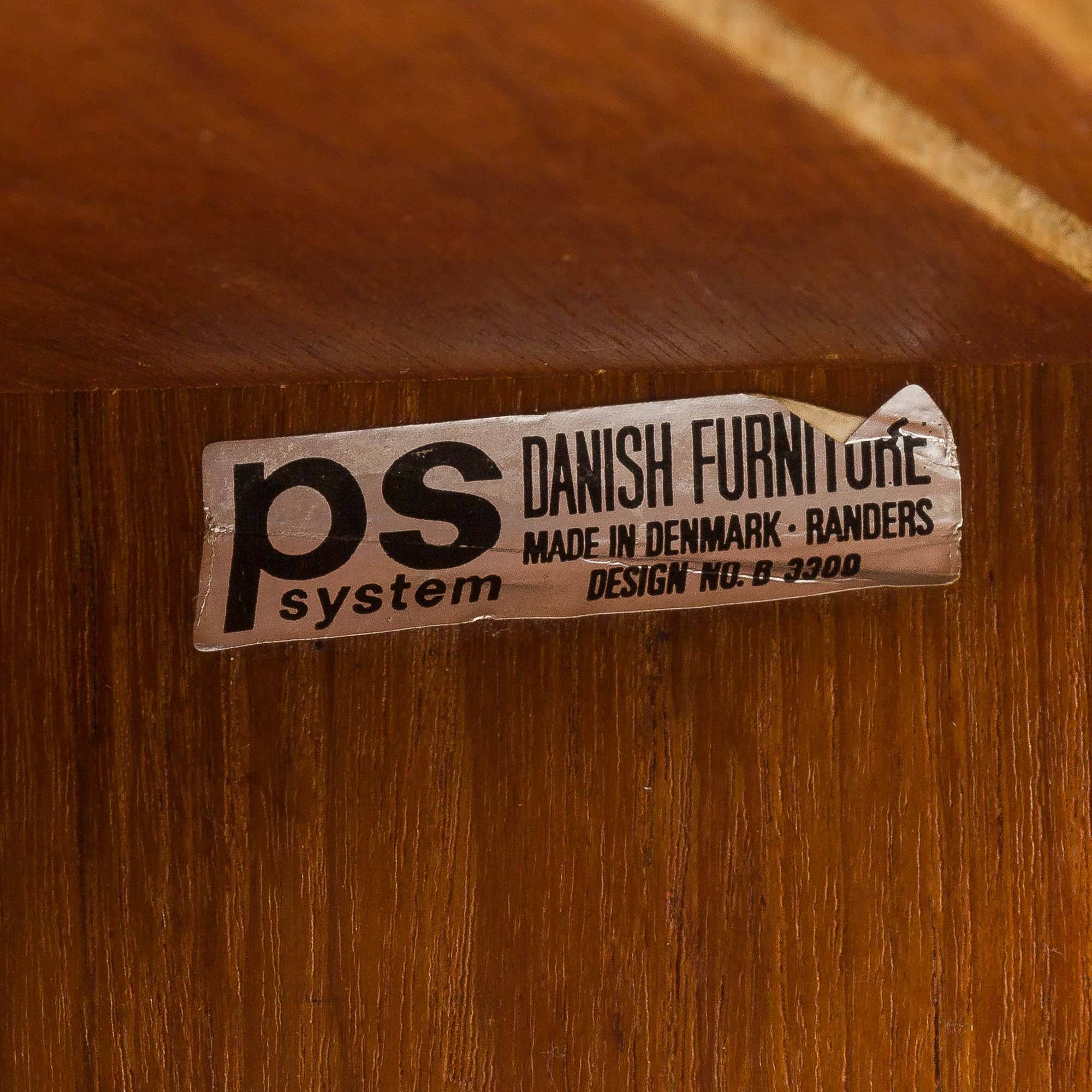 Preben Sorensen two bay teak wall unit, PS systems Randers, Denmark, 1960s
