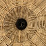 Small suspension, rattan luminaire in hat shape D:60cm