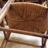 Set of 6 chairs in wood and straw