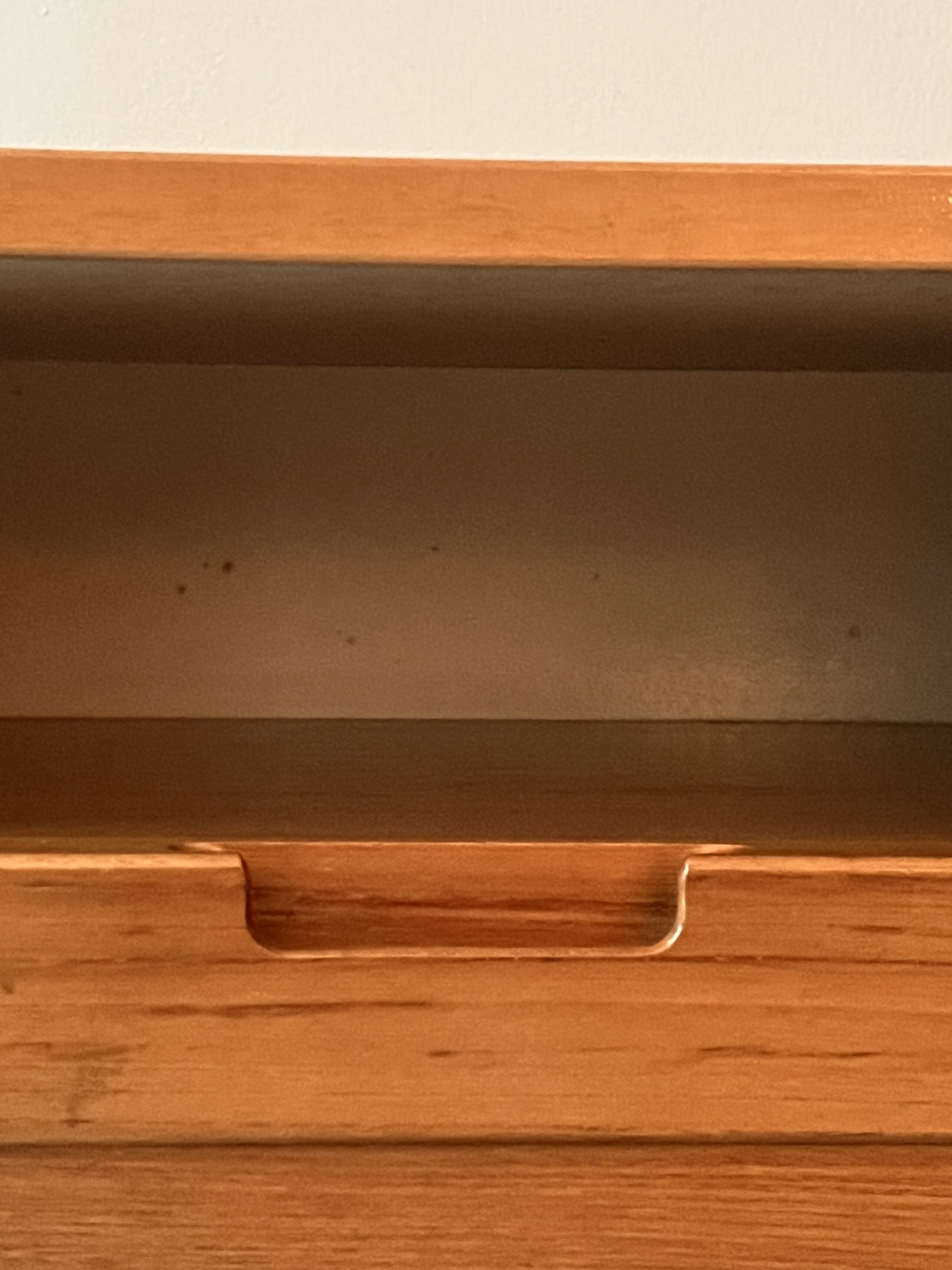 Pair of elm wood bedside tables, France 1950