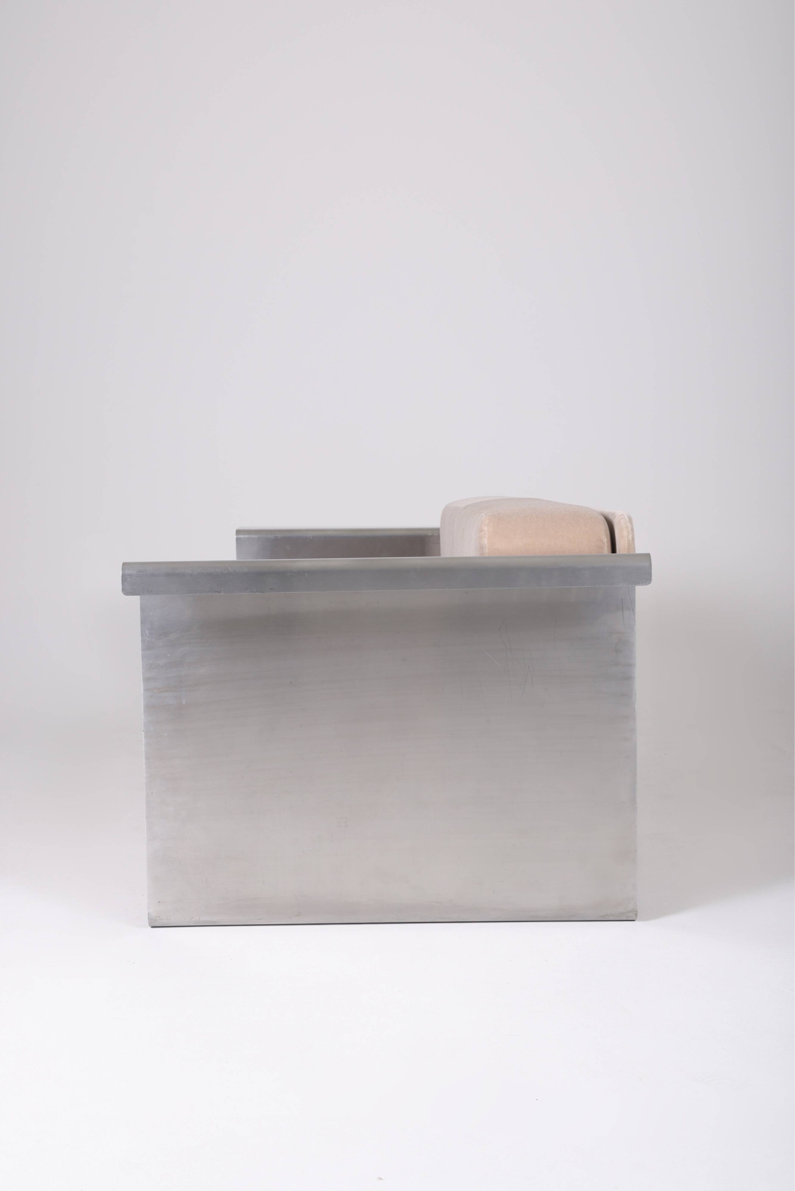 Aluminum and mohair sofa, 1970s