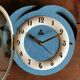 Silent vintage formica wall pendulum clock "Dam blue black"