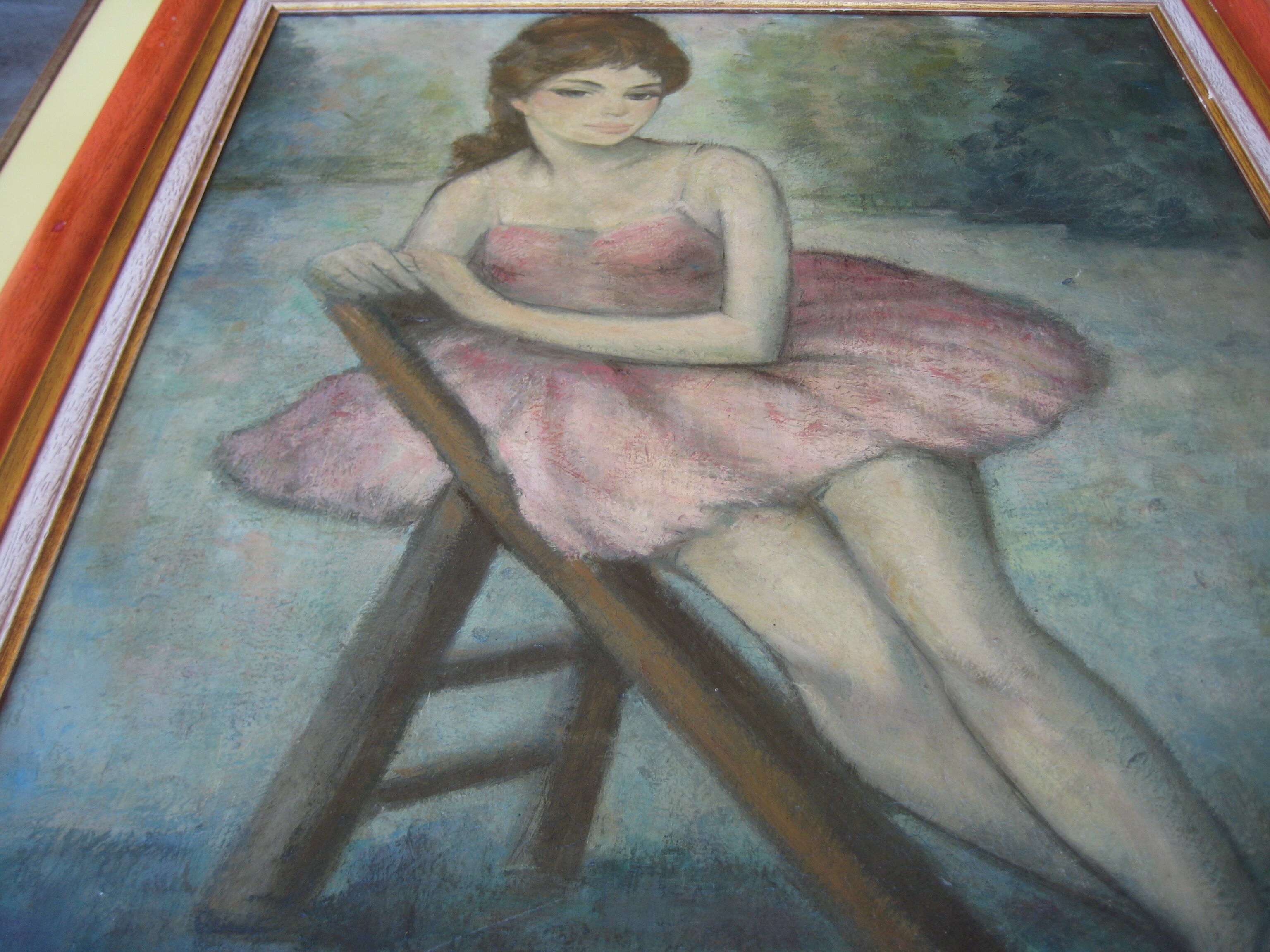 Old painting, oil on panel, dancer, signed garday