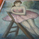 Tableau ancien, huile sur panneau, danseuse, signé garday
