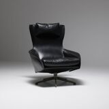 Fauteuil Cab 423 en cuir noir par Mario Bellini pour Cassina