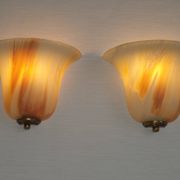 Vintage Pair Marinha Grande Swirl Art Glass Wall Sconces Made in Portugal