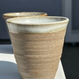 Lot de 3 tasses en céramique indonésienne (noir, mat brun & glacé moucheté)
