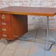 Bauhaus Writing Desk in Oak and Chrome attributed to Hynek Gottwald, Czechia, 1930s