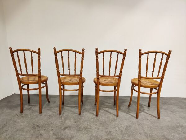 Ensemble de 4 chaises bistro vintage, années 1950